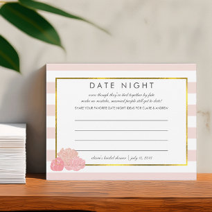 Bridal Shower Date Night Cards   Pink Stripe Peony
