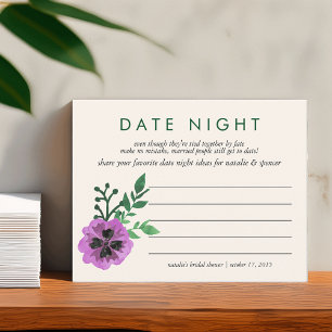 Bridal Shower Date Night Ideas Card   Purple Pansy