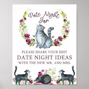 Bridal Shower Date Night Jar Cat Theme Sign