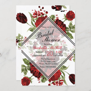 Bridal Shower - Deep Red Roses Invitation