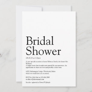 Bridal Shower Definition Black And White Invitation