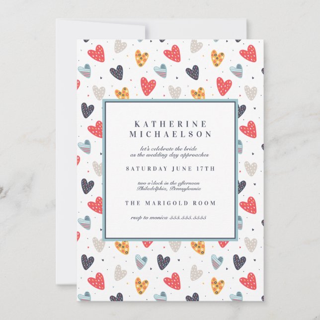 BRIDAL SHOWER | Doodle Hearts Invitation (Front)
