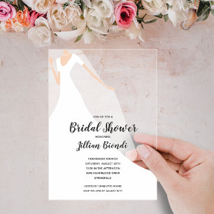 Bridal Shower Dress and Veil Acrylic Invitations