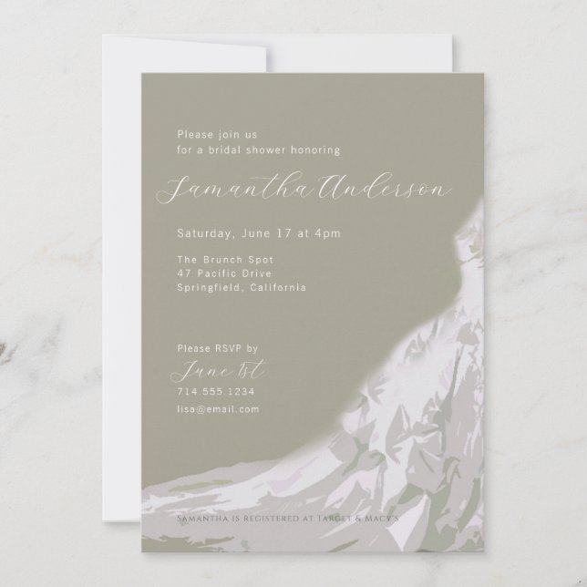 Bridal Shower Dress Gown Taupe Invitation (Front)