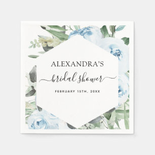 Bridal Shower Dusty Blue Eucalyptus Sage Green Napkin