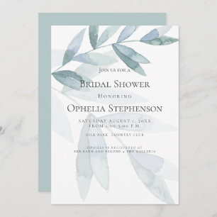 BRIDAL SHOWER Dusty Blue Watercolor Eucalyptus Invitation