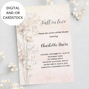 Bridal Shower dusty cream wildflowers fall in love Invitation