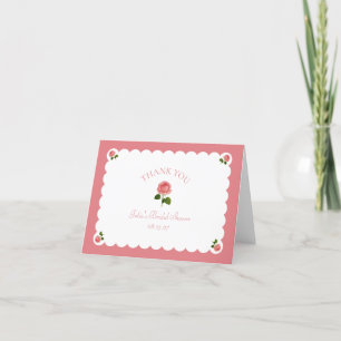 Bridal Shower Dusty Rose Pink Classic Scalloped Thank You Card