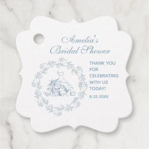 Bridal Shower - Elegant Blue Favour / Thank You Ta Tags