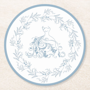 Bridal Shower - Elegant Blue Shower Paper Coasters
