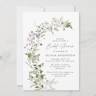 Bridal shower elegant floral wild flower summer invitation