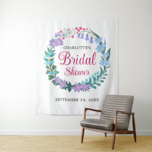 Bridal Shower Elegant Floral Wildflowers Garland Tapestry