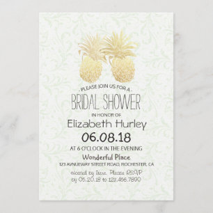 Bridal Shower Elegant Gold Foil Pineapple Couple Invitation