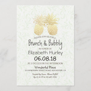 Bridal Shower Elegant Gold Foil Pineapple Couple Invitation