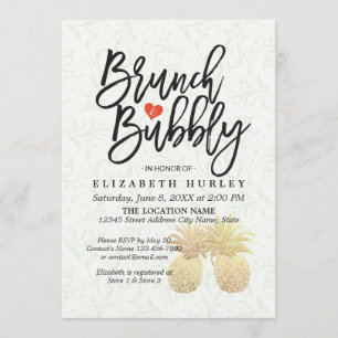 Bridal Shower Elegant Gold Foil Pineapple Couple Invitation