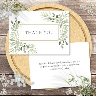 Bridal Shower Elegant Greenery Leaves Thank You Card