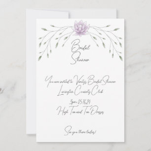 Bridal Shower Elegant Leaf and Pink Lotus  Invitation