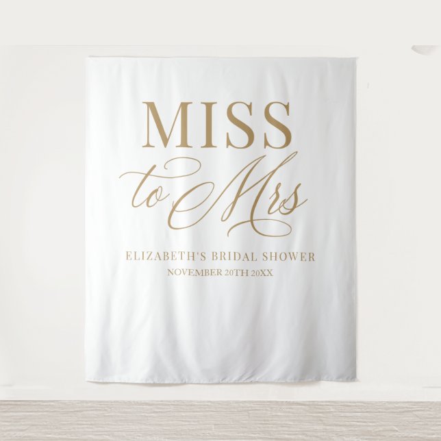 Bridal shower elegant Miss to Mrs backdrop Tapestry (Front)