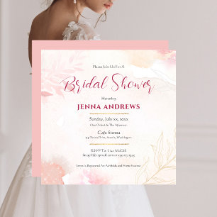 Bridal Shower Elegant Pink and Gold Invitation