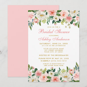 Bridal Shower Elegant Pink Blush Floral Invitation