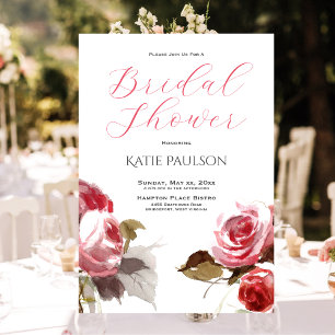 Bridal Shower Elegant Pink Roses Invitation