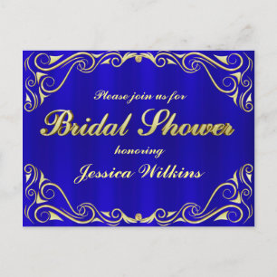 Bridal Shower Elegant Regal Golden Typography Announcement Postcard