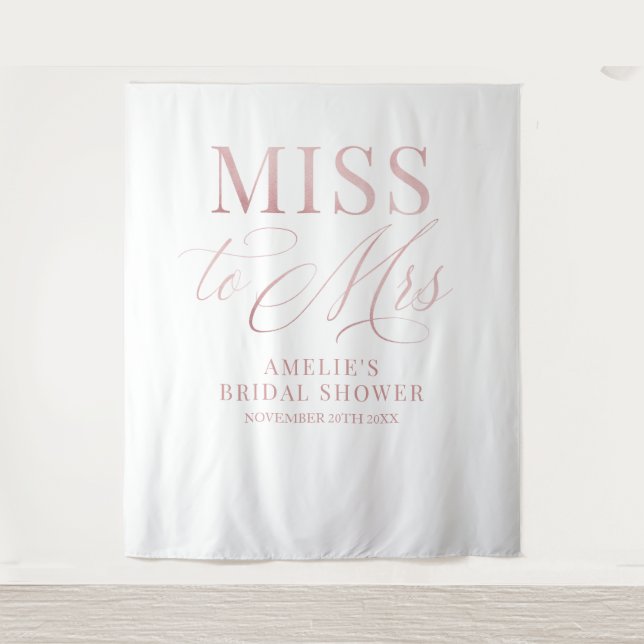 Bridal shower elegant rose gold backdrop tapestry (Front)