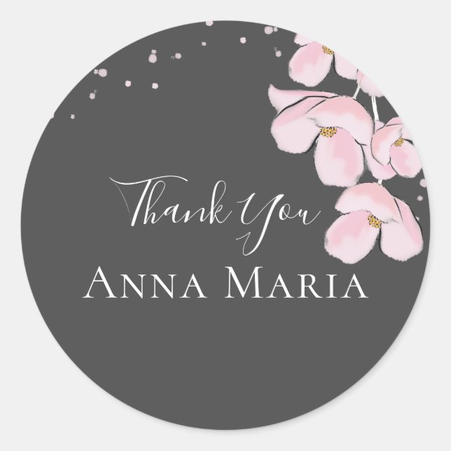 Bridal Shower Elegant Rustic Thank You Favour Classic Round Sticker (Front)