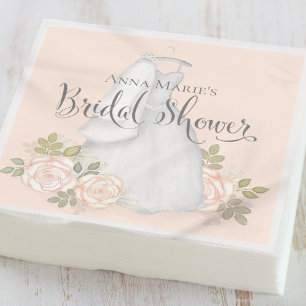Bridal Shower Elegant Simple Modern Floral Dress Napkin