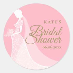 Bridal Shower Elegant Wedding Gown Favour Classic Round Sticker