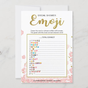 Bridal Shower Emoji Dictionary Game   Gold Pink