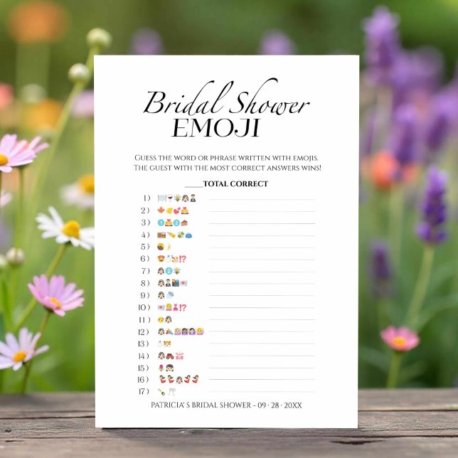 Bridal Shower Emoji Minimalist Pictionary Card (Creator Uploaded)
