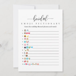 Bridal Shower Emoji Pictionary Game Card