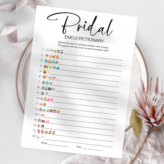 Bridal Shower Emoji Pictionary Game Invitation | Zazzle