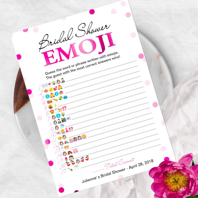 Bridal Shower Emoji Pictionary Game | Pink Magenta (Creator Uploaded)