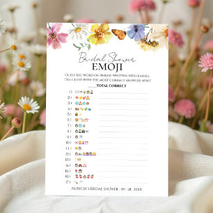 Bridal Shower Emoji Wildflower Pictionary Card