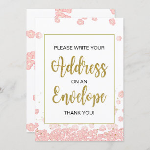 Bridal Shower Envelope Sign   Pink and Gold Invitation