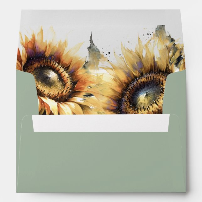 Bridal Shower Envelopes Sage Green & Sunflowers (Back (Bottom))