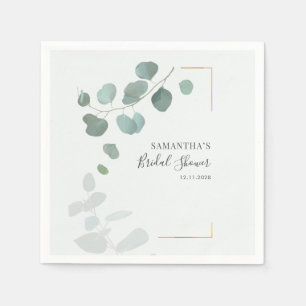 Bridal Shower Eucalyptus Botanical Geometric Paper Napkin