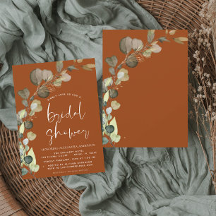 Bridal Shower Eucalyptus Burnt Orange Invitation