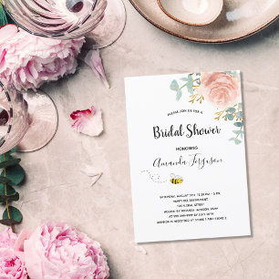Bridal Shower eucalyptus floral rose gold bee Invitation