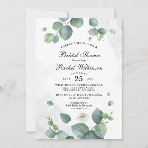 Bridal Shower Eucalyptus Green Succulent Nature Invitation