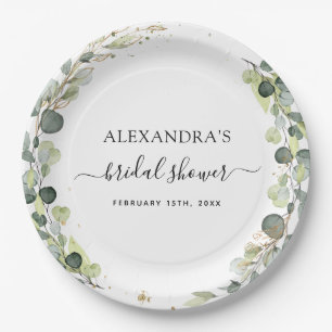 Bridal Shower Eucalyptus Greenery Boho Garden Paper Plate