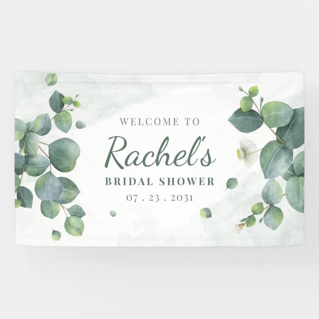 Bridal Shower Eucalyptus Greenery Elegant Floral  Banner (Horizontal)