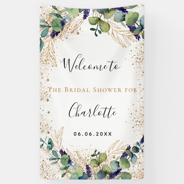 Bridal Shower eucalyptus greenery elegant welcome Banner (Vertical)