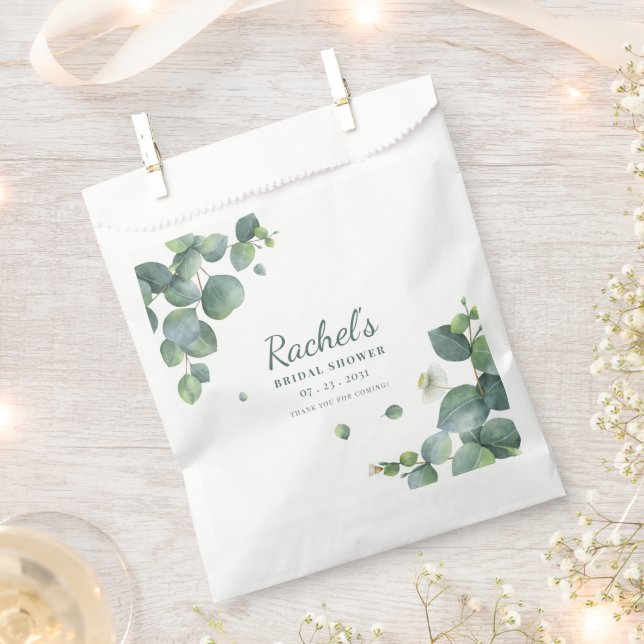Bridal Shower Eucalyptus Greenery Floral Custom Fa Favour Bags (Clipped)