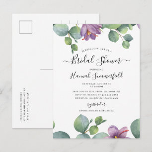 Bridal Shower Eucalyptus Greenery Floral Succulent Invitation Postcard