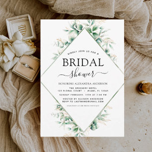 Bridal Shower Eucalyptus Greenery Geometric Invitation