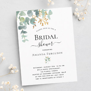 Bridal shower eucalyptus greenery gold elegant invitation