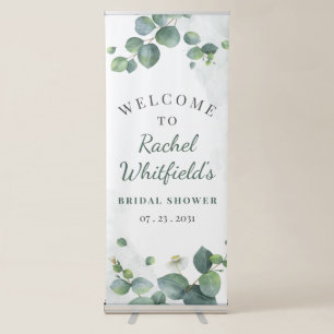Bridal Shower Eucalyptus Greenery Modern Botanical Retractable Banner